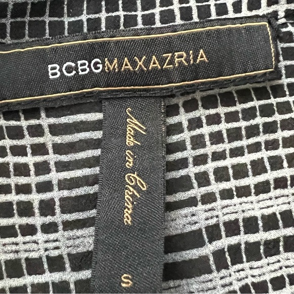 Bcbg maxazria pure silk collared blouse top black white gray monochrome - Picture 2 of 14